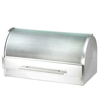 home basics bread box stainless steel and glass|Home Basic Bread Box With Glass Cover,Silver .